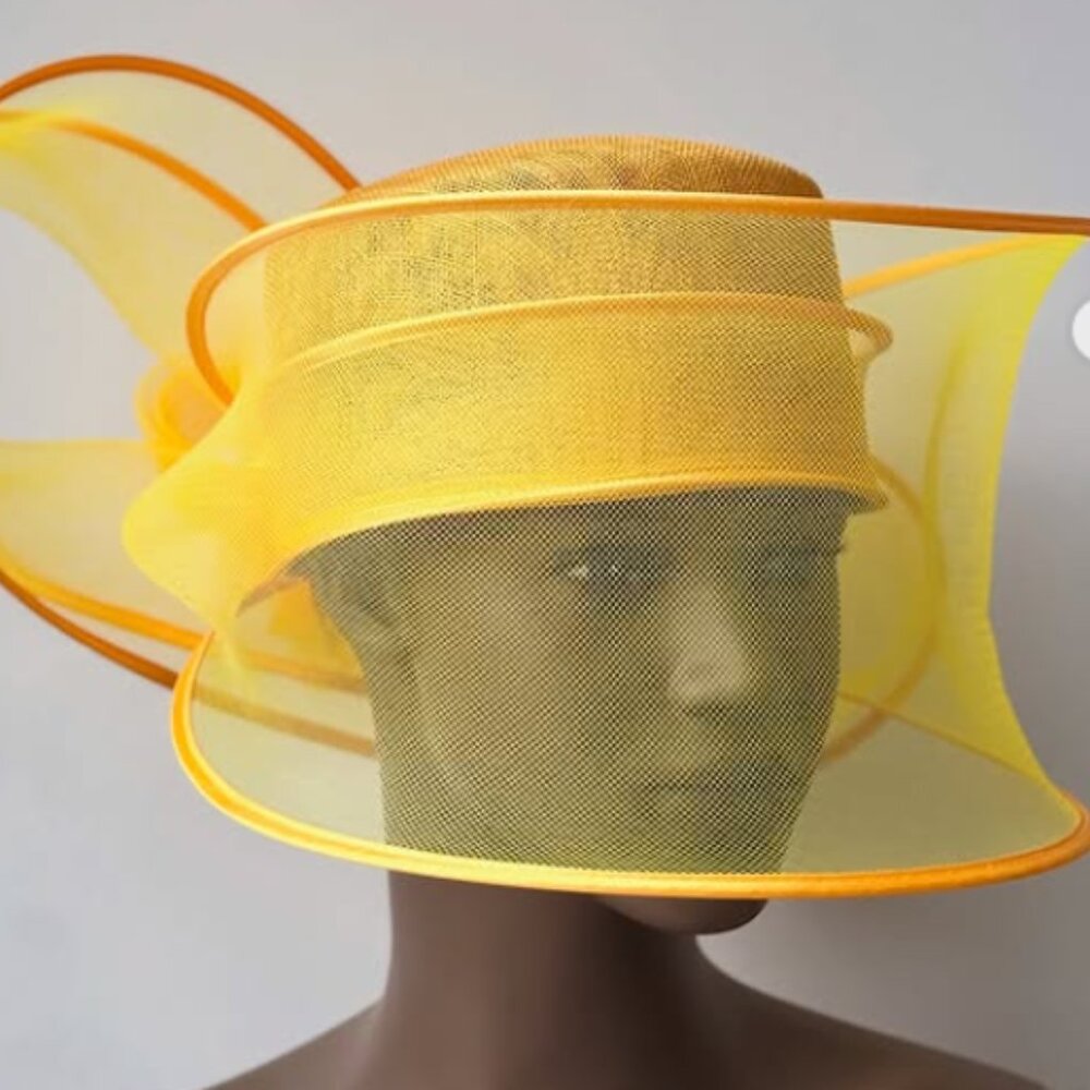 Paris Hand-Made Large Brim Ruffle Organza Fascinator Hat for Derby & Wedding